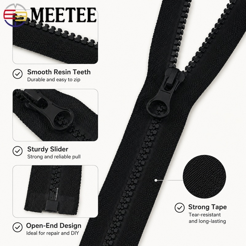 5Pcs 40-120cm 5# Resin Plastic - Sewing Front Zipper recension och pris