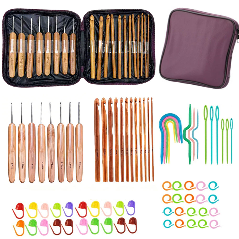 74pcs Bamboo Crochet Hooks Set - Sewing Knit recension och pris