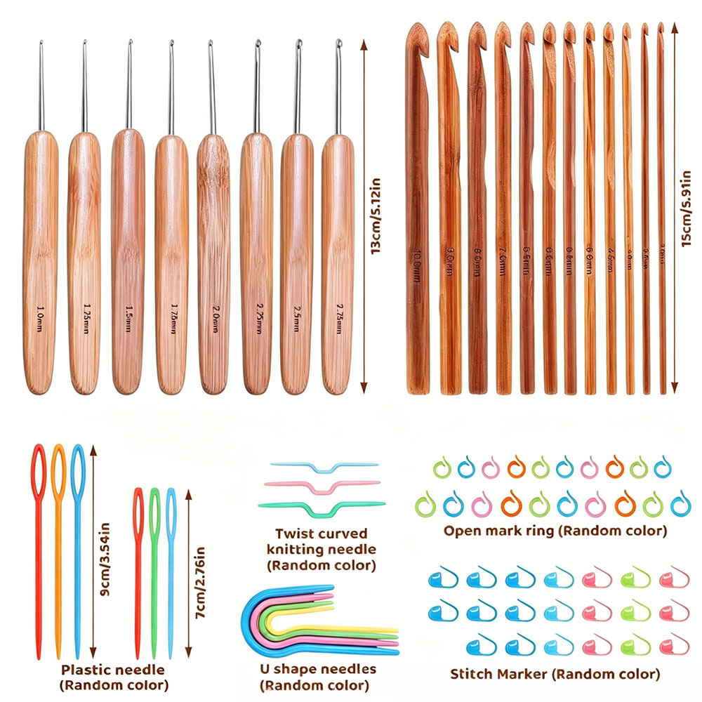 74pcs Bamboo Crochet Hooks Set - Sewing Knit recension och pris